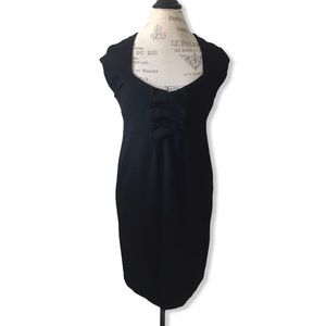 KENNETH COLE REACTION Cap Sleeve Black Dress with Exposed Zipper and Three Bows